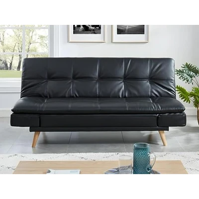 Abbildung von Vente unique Ausziehbares Schlafsofa Zarina 3 Sitzer, Kunstleder, Schwarz