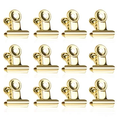 Abbildung von Bulldogge Büroklammern, 50 Stück Binder Clips, 22mm Gold Scharnier Multi function Papier Clips für Fotos, Büros, Küche zu Hause (Gold)