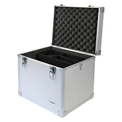 Abbildung von HMF Werkzeugkoffer robuste Alu Transportbox, Aufbewahrungsbox (mit Schultergurt), abschließbarer Universalkoffer, 41 x 33 36 cm, silber
