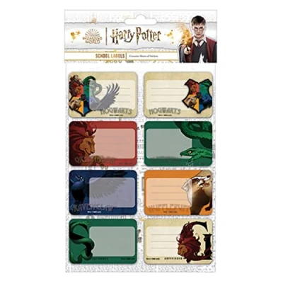 Abbildung von Harry Potter Schuletiketten Set, Hogwarts Häuser Design Offizielles Merchandise Produkt
