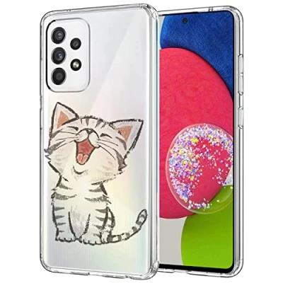 Abbildung von Verco Handyhülle für Samsung A72 Case, Premium Muster Handy Cover Galaxy Hülle weiches Flexibles TPU Katze Motiv