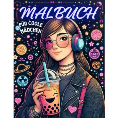 Abbildung von Malbuch für Coole Mädchen ab 10 Jahren: Beschäftigungsbuch mit 50 Motiven (Portraits, Muster, Tiere, Pferde) und Teenager