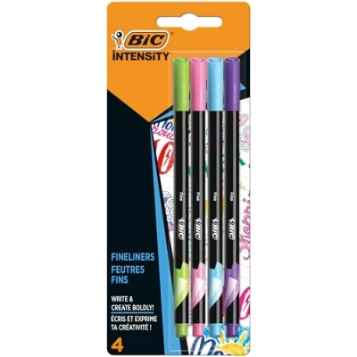 Abbildung von BIC Intensity Fineliner, Filzstifte in 4 verschiedenen Farben, mit feiner Spitze, für Bullet Journal &amp; Mandala