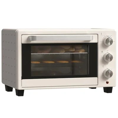 Abbildung von HOMCOM Minibackofen 21L Pizza Ofen, Miniofen inkl. Backblech, Grillrost und Krümmelblech, für Esszimmer, Cremeweiß