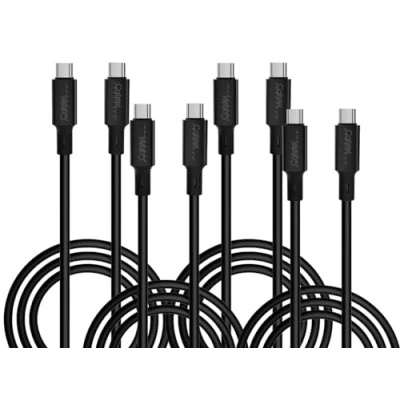 Abbildung von Callstel USB 3.1 Kabel: 4er Set ultraflexible Silikon Lade /Datenkabel C/ C, 2m, schwarz (Ladekabel, C Ladekabel, Apple iPhone)