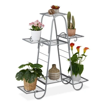 Abbildung von relaxdays Blumenständer Blumentreppe mit 7 Ebenen, Silber