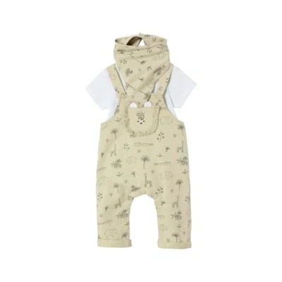 Abbildung von VERTBAUDET Baby Set: Latzhose, Body &amp; Halstuch, Dschungelmotive grün 56