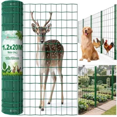 Abbildung von Amagabeli 1.2M x 20M Drahtzaun Gartenzaun Maschendraht Grünen Maschenweite 100 100mm Drahtgitter Rolle RAL6005 Kaninchendraht Metall Drahtg Forstzaun Gitterzaun