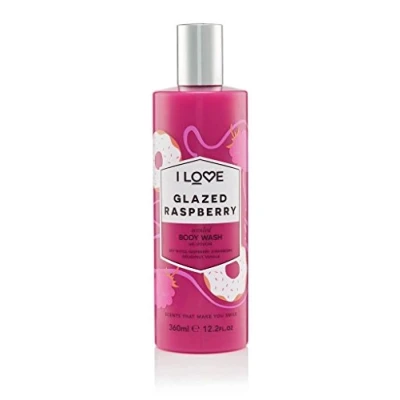Abbildung von I Love Glazed Raspberry Scented Body Wash, Rich &amp; Creamy Foam Which Contains Natural Fruit Extracts, Includes Pro Vitamin B5 For Moisturised Silky Smooth Skin, Cruelty Free Vegan Friendly 350ml