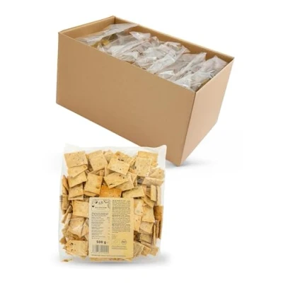 Abbildung von KoRo Bio Cracker Olive 6 x 500 g Knackiges Gebäck auf Weizenbasis Mit getrockneten Olivenstückchen Perfekt zu Wein, Aperitiv oder Käse