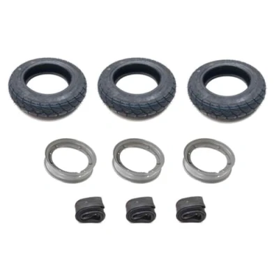 Abbildung von Allwetter Reifen 100/90 10 M+S Radsatz Felgen Grau Schläuche Komplettradsatz für Piaggio Ape 50 TL1T, TL2T, TL3T, TL4T, TL5T, TL6T, ZAPC80, ZAPC81