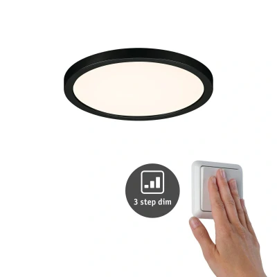 Abbildung von Paulmann 79964 LED Panel Einbaupanel Areo IP44 175mm 3 Step Dim rund incl. 1x13 W dimmbar Warmweiß Schwarz Kunststoff Deckenleuchte 3000 K