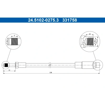 Abbildung von ATE 24.5102 0275.3 Bremsschläuche 320mm M10x1mm BMW: 5 Limousine, Touring