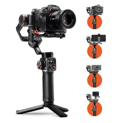 Abbildung von Hohem iSteady MT2, Gimbal Kamera, 3 Achsen Stabilizer für Kamera Spiegellose Action Cam Smartphone GoPro Nikon Sony Panasonic Canon Fujifilm, 17 Stunden Akkulaufzeit, 1.2kg Zuladung, 653g