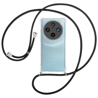 Abbildung von mtb more energy® Handykette kompatibel mit vivo X100 Pro (V2324A, 6.78&#039;&#039;) schwarz/Metallteile: Silber Smartphone Hülle zum Umhängen TPU Case