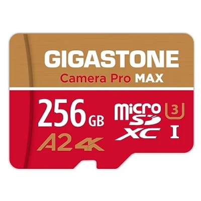 Abbildung von [5 Jahre kostenlose Datenwiederherstellung] GIGASTONE 256GB Micro SD Karte, Kamera Pro MAX, bis zu 130/85 MB/s, MicroSDXC Speicherkarte für DJI, Gopro, Insta360, Dashcam, 4K Video, UHS I A2 V30