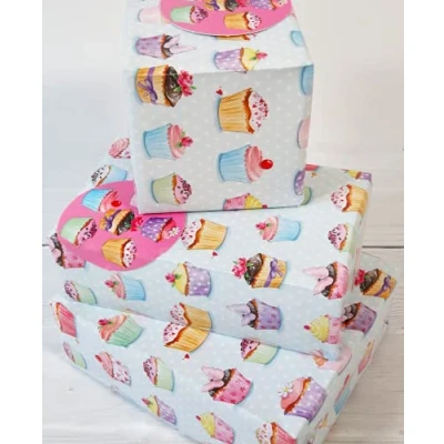 Abbildung von Abacus Cards 04019A Geschenkpapier &quot;Cupcakes Galore&quot; mit 2 Bögen und Etiketten, plastikfrei vollständig recycelbar