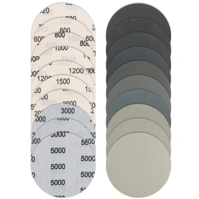 Abbildung von Bolatus 36 Stück Schleifpapier 125mm Klett, Nasse Trockene Schleifscheiben Rund Exzenterschleifer für Auto Metall Holz (Mit Körnung 320/600/800/1000/1200/1500/2000/3000/4000/5000)