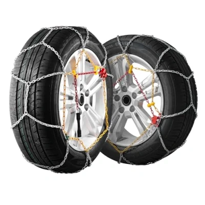 Abbildung von VEVOR 2 teilige Schneeketten Notfall Traktionsreifenketten Mangan legierter Stahl, für Autos Pickups SUVs Lkws, Schneereifenketten 225/70 15, 235/60 16, 235/50 18, 245/45 17