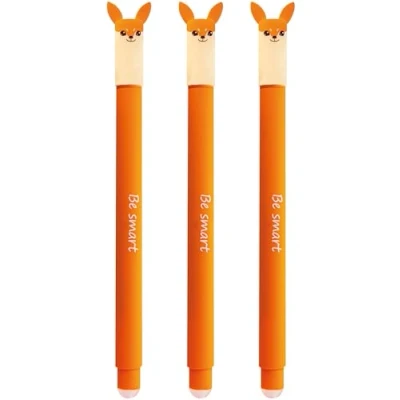 Abbildung von Eberhard Faber 599016 Tinteroller radierbar Fuchs, 3 Animal Erase it Stifte, Gelschreiber blau 0,7 mm