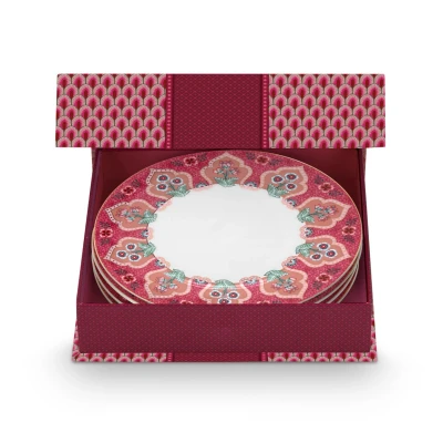 Abbildung von PIP STUDIO Flower Festival Deco Frühstücksteller dark pink 21cm Set4