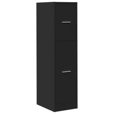Abbildung von vidaXL Apothekerschrank, Ausziehschrank mit Stauraum, Allzweckschrank für Wohnzimmer Büro, Nischenschrank Aufbewahrungsschrank, Schwarz Holzwerkstoff