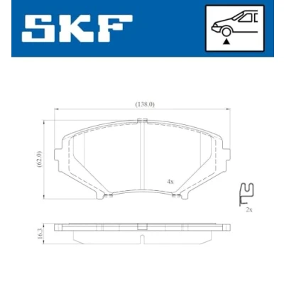 Abbildung von SKF VKBP 81085 A Bremsbelagsatz nicht für Verschleißwarnanzeiger vorbereitet MAZDA: RX 8