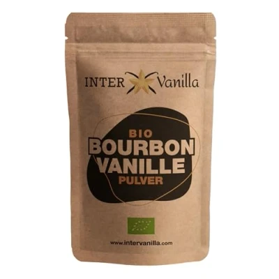 Abbildung von InterVanilla BIO Bourbon Vanillepulver, 100g Vanille Pulver gemahlen. Vanilla Powder aus Madagaskar. Gemahlene ohne Zusätze