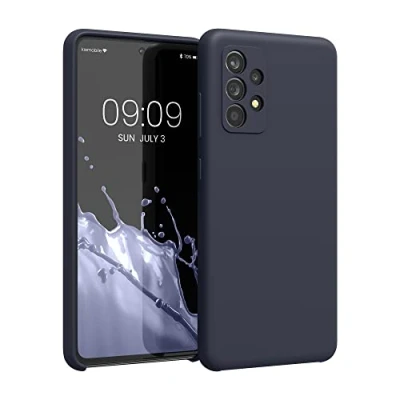 Abbildung von kwmobile Hülle kompatibel mit Samsung Galaxy A52 / 5G A52s Silikon Handy Case Handyhülle weiche Oberfläche kabelloses Laden Heidelbeerblau