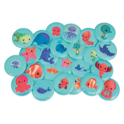 Abbildung von Janod Memoryspiel Meine Tierbabys Badespielzeug 24 Schwimmende Teile Memo Spiel für Kinder Erweiterbares Spielzeug Ab Monaten, J04723