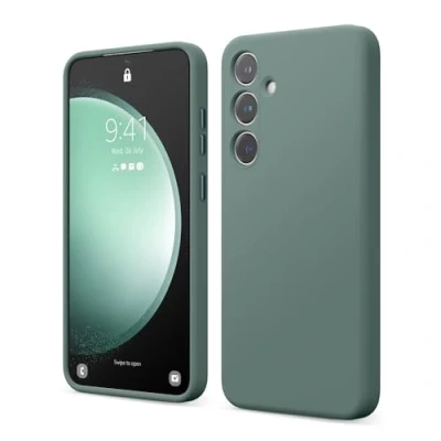 Abbildung von elago Flüssig Silikon Case Kompatibel mit Samsung Galaxy S24 Plus Hülle, Premium Handyhülle, Ganzkörperschutz [4 Lagige Stoßfeste Struktur], Kratzfestes Weiches Mikrofaserfutter (Nachtgrün)