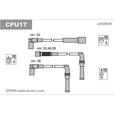 Abbildung von JANMOR CPU17 Zündkabelsatz PEUGEOT: 309 II Schrägheck, 405 I Limousine, CITROËN: BX Schrägheck