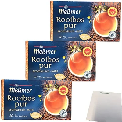 Abbildung von Meßmer Rooibostee pur aromatisch mild 20 Teebeutel 3er Pack (3x40g Packung)+ usy Block