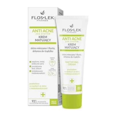 Abbildung von Flos Lek Anti Akne 24H Matte Creme für Mischhaut und fettige Haut 50ml