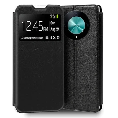 Abbildung von Cool Flip Cover für Honor Magic, 6 Lite, 5G, einfarbig, Schwarz