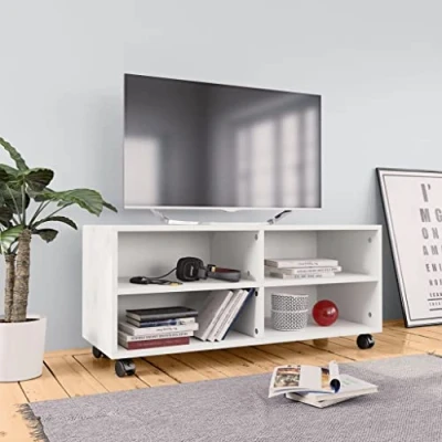 Abbildung von ZQQLVOO TV Schrank mit Rollen,TV Tisch,TV Schränke, Lowboard, Fernsehschrank, Fernsehtisch, Beistelltische,Couchtisch, Weiß 90x35x35 cm Spanplatte