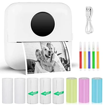 Abbildung von GuKKK Mini Drucker, Mobiler Fotodrucker, Tragbarer Wireless Fotodrucker Thermodrucker, Drucker für Smartphone, Printer Lernhilfe, Lernnotizen, Journal, Notizen, Journal