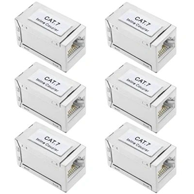 Abbildung von ECSiNG RJ45 Kupplung, Cat7, geschirmte Buchse auf Buchse, Ethernet Koppler für LAN Kabel, Cat6A, Cat6, Cat5e, Cat5, Netzwerkkabel, Netzwerk Extender, Joiner, 6 Stück