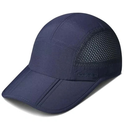 Abbildung von Folding Running Man Hat,Visors Sport Cap Summer Mesh Women Baseball Hiking Breathable Waterproof Trucker Hat Quick Drying with 3.54in Brim 19 24in Adjustable Unisex 63g Navy TG33