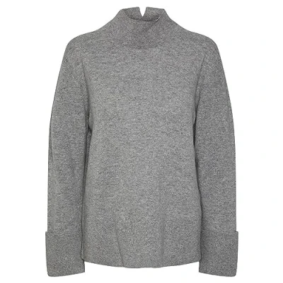 Abbildung von YAS Yasemilie Highneck Strickpullover, Damen, Größe: XS, Light grey melange