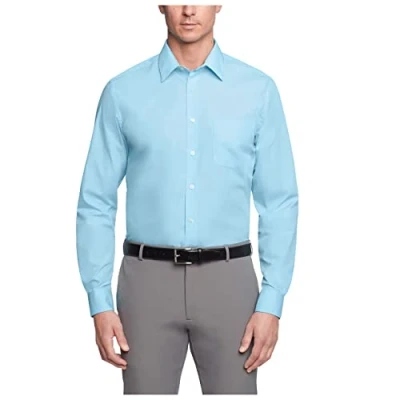 Abbildung von Van Heusen Herren Regular Fit Popeline Solid Klassisches Hemd, Nebel, 43 cm Hals 86 89 Ärmel