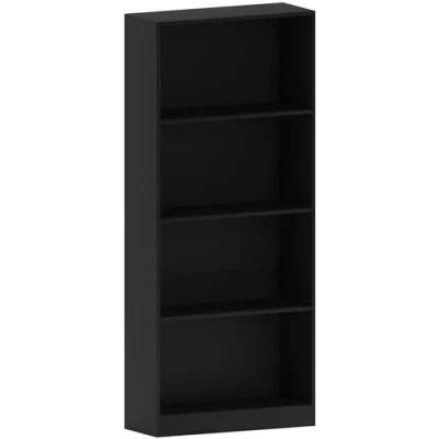 Abbildung von Vida Designs Cambridge Vierfächriges Hochregal, Schwarz, Hölzern, Regalsystem, Ausstellen, Darstellen, Möbelstück, Möbel, Büro, Wohnung, Wohnzimmer, 4 Etagen groß