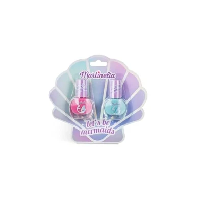 Abbildung von MARTINELIA Maniküre Set auf Wasserbasis Duo Nagellack Meerjungfrau für Kinder Rosa und Blau Mädchen ungiftig