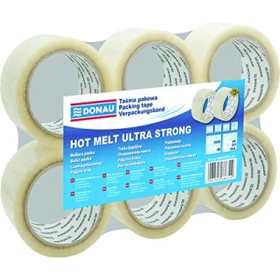 Abbildung von DONAU 7850001PL 00 Verpackungsklebeband Hot Melt 66m Verpackungsband Klebeband Paketklebeband Packband/ Sehr Beständig / 48mm x 66m/ 50μm Farbe: Transparent 6er Pack/ Hochwertiges/ Klebestark