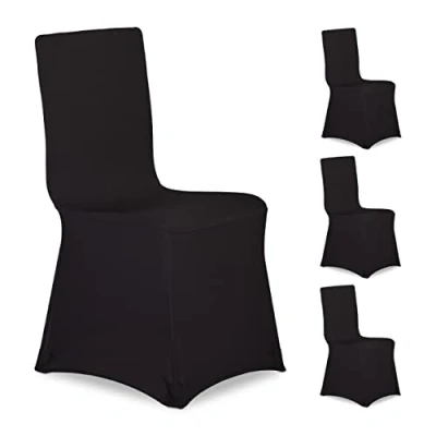 Abbildung von Relaxdays Stuhlhussen, 4er Set, universeller Stretch Stuhlbezug, Bankettstuhl Dekoration, Empfang und Feier, schwarz