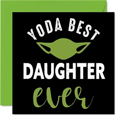 Abbildung von Lustige Geburtstagskarten für Tochter Yoda Best Witz Happy Birthday Karte von Mama Papa, Banter Geburtstagsgeschenke, 145 mm x Geburtstagsgrußkarten Geschenk