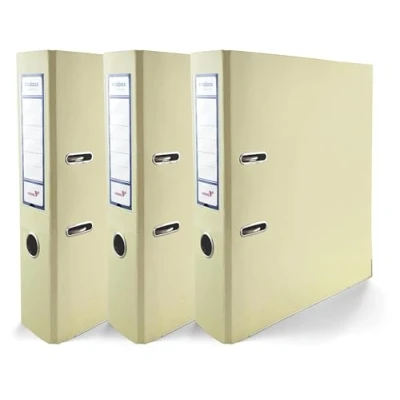 Abbildung von Netuno 3x Akten Ordner Vanille glänzend DIN A4 Ekobox Premium Edition 2 Ring Mechanik Ringorder 75 mm Kunststoff breit Büroordner Plastikordner Briefordner Ringmappe breiter Aktenordner
