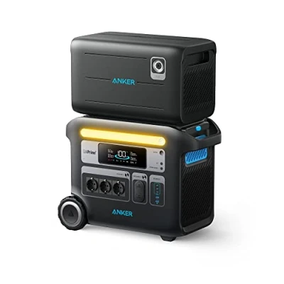 Abbildung von Anker SOLIX F2000 tragbare Powerstation, PowerHouse 767 mit 760 Zusatzakku, 4096Wh LiFePO4 Batterie 3 AC Steckdosen 2300W Max, GaNPrime Solargenerator für Outdoor, Stromausfälle