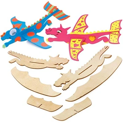 Abbildung von Baker Ross FE239 Drachen Holzgleiter, chinesisches Neujahrs Bastelset, Basteln für Kinder, Packung mit 8 Stück