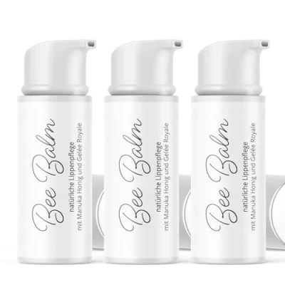Abbildung von bedrop BeeBalm Lippenpflege Lippenbalsam im Pump Spender mit Manuka Honig, Gelée Royale, Retinol feuchtigkeitsspendend, Anti Aging für Lippen &amp; Nase 100% natürlich, 6ml (3x Sparset)